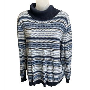 Liberty lane cowl neck ski sweater size 1X navy blue winter design